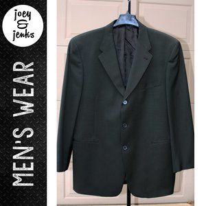 Men's Murano Lessona Wool 3 Button Olive Green Sport Coat Blazer Jacket Size 44R